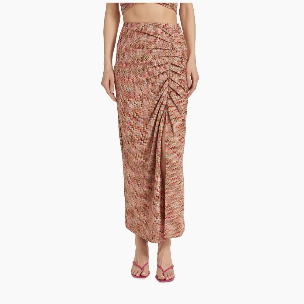 RAMY BROOK Mable Ruched Pencil Midi Skirt Size 6 New With Tags Pucci Inspired